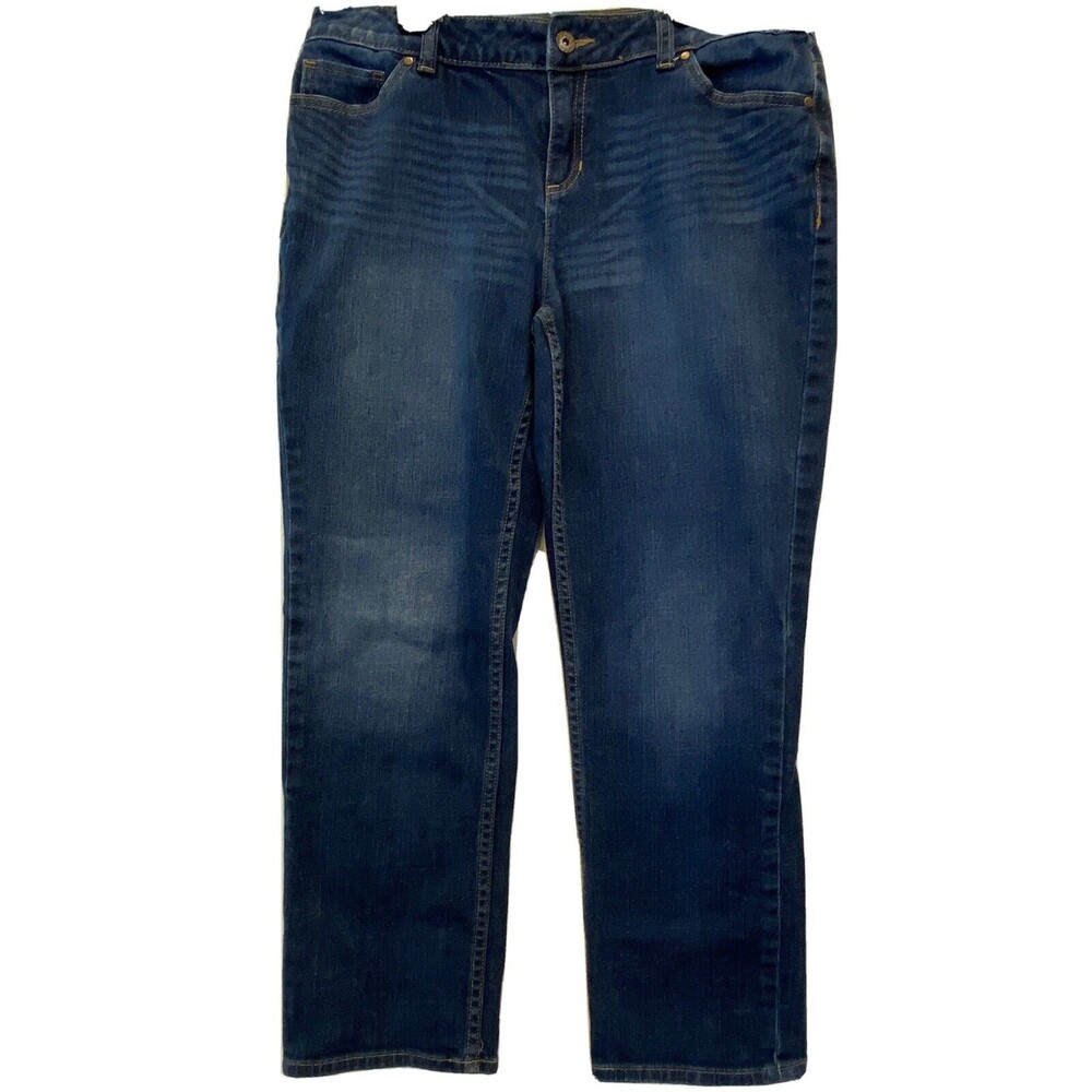 Simply Vera Wang Crop Blue Denim Straight Mid Rise Jeans Size 10,  33” x 26”